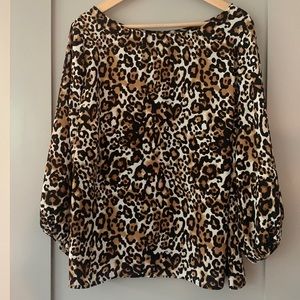 Animal print top with flowy 3/4 sleeves